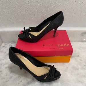 Kate Spade Blaire Black Glitter Metalic Heels